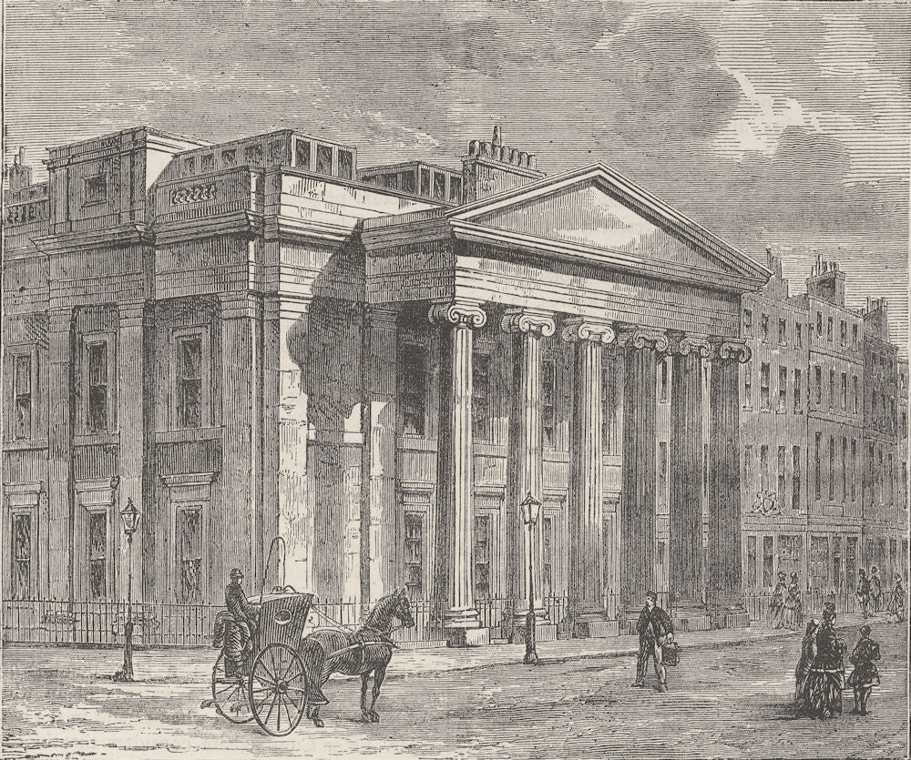 PALL MALL EAST. The College of Physicians. London c1880 old antique print